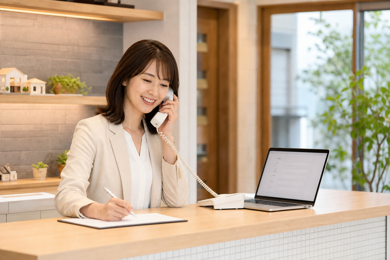 WebフォームやLINEでリフォームのご相談を受け付けている様子